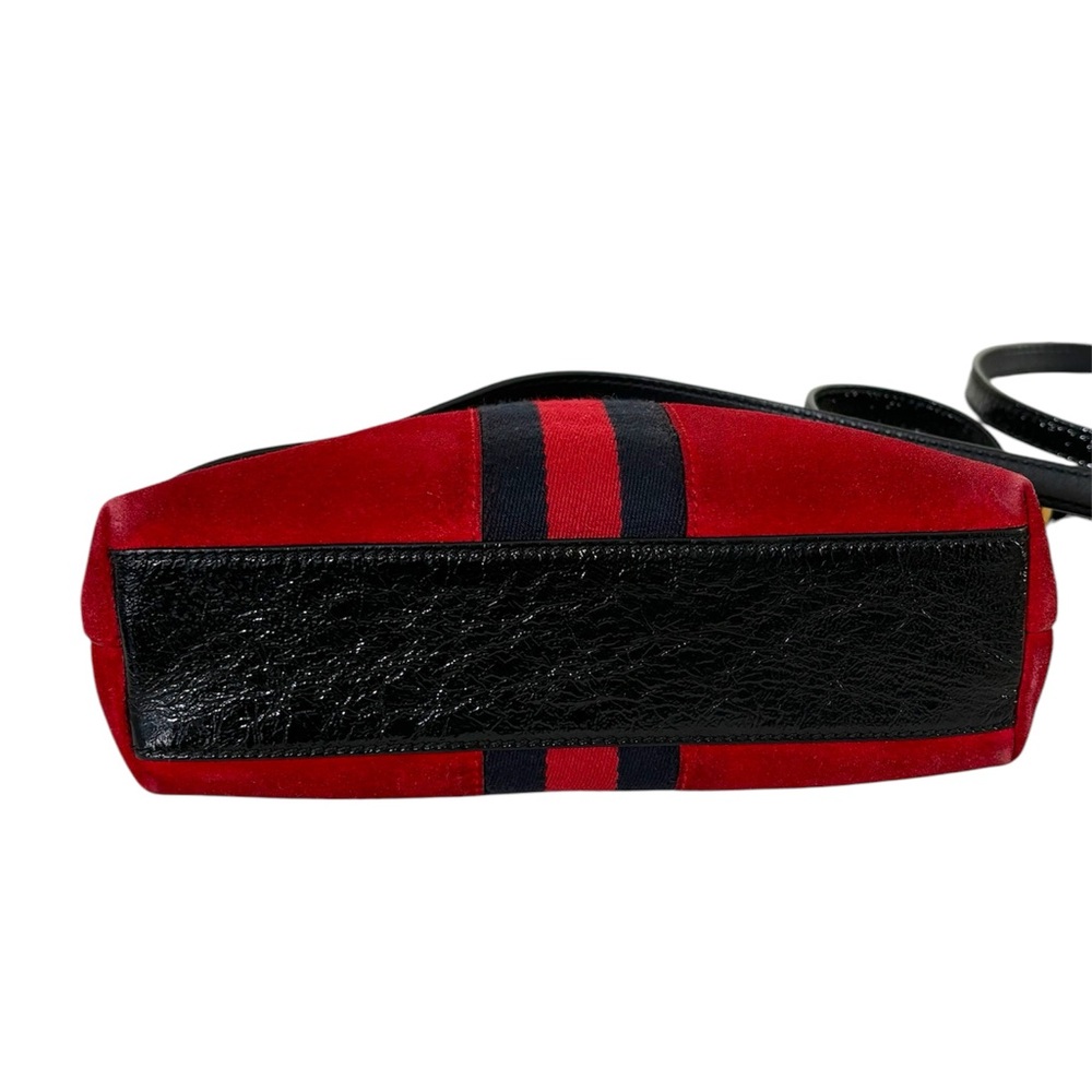 GUCCI OPHIDIA GG red suede black patent leather Shoulder/Crossbody bag - Picture 4 of 8